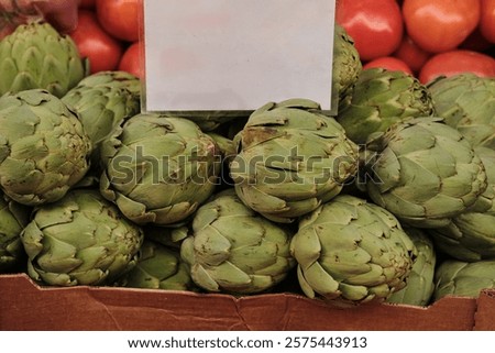 Similar – Image, Stock Photo Boxes with artichokes on farm