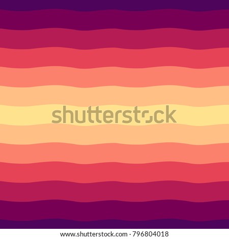 Colorful wavy stripes seamless vector pattern. Bright striped abstract background. Sunset colors. Wide simple colorful waves, streaks, bars texture.