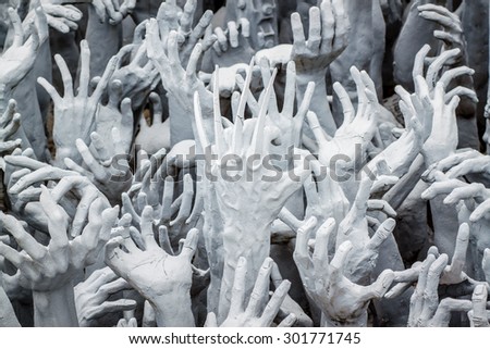 White hand form hell, Rong Khun Temple in Chiangrai