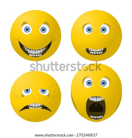 vector illustration smile, frown, surprised and angry face