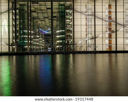 Abstract view of modern building in the night
