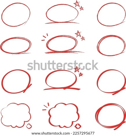 
Vintage hand drawn red circle important mark vector illustration set