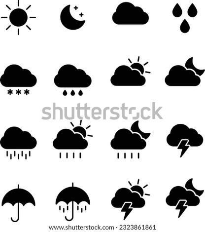 weather black icon set of vector