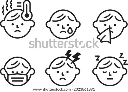 Sick person line icon set of vector