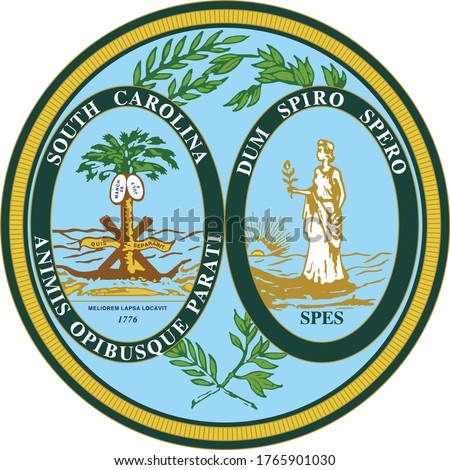 Great Seal of US Federal State of South Carolina (The Palmetto State)