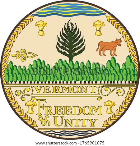 Great Seal of US Federal State of Vermont (The Green Mountain State)