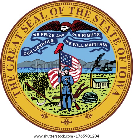 Great Seal of US Federal State of Iowa (The Hawkeye State)