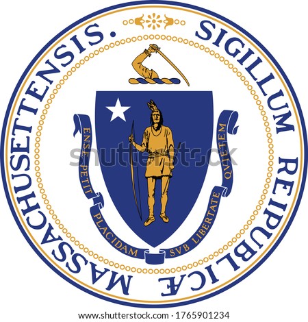 Great Seal of US Federal State of Massachusetts (The Pilgrim State)