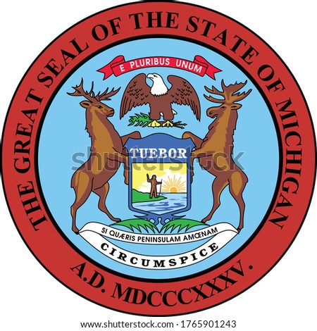 Great Seal of US Federal State of Michigan (The Great Lake State)