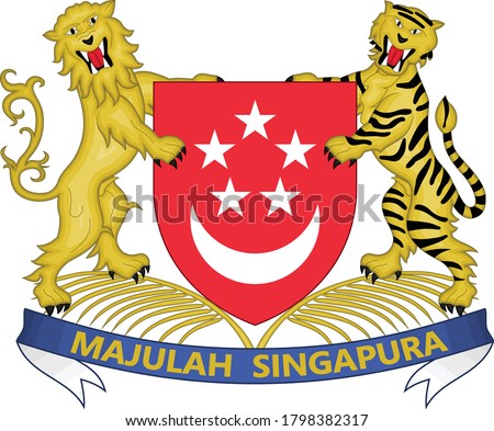 Vector Illustration of the National Coat of Arms of the Republic of Singapore