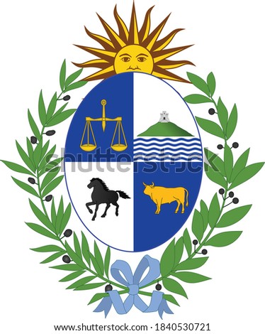 Vector Illustration of the National Coat of Arms of the Oriental Republic of Uruguay