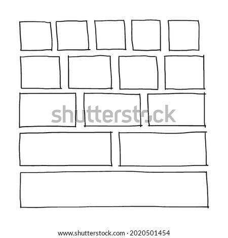 Free hand drawn rectangles and squares in various sizes. Doodle highlighting graphic elements. Vector illustration drawn by a pen isolated on a white background.