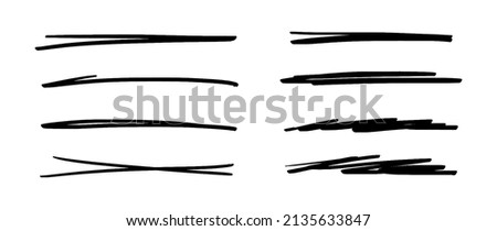 Rapid highlights. Underline markers collection. Vector illustration of scribble lines isolated on white background.
