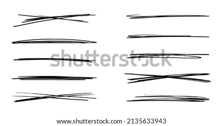 A set of scribble underlines. Underline markers collection. Vector illustration of doodle lines isolated on white background.