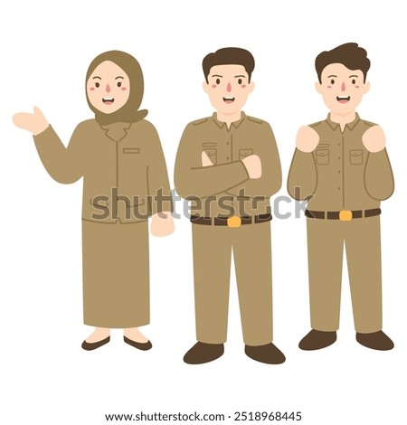 civil servants in indonesia wearing work uniforms