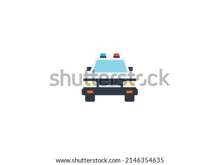 Oncoming Police Car Vector Isolated Emoticon. Police Car Icon