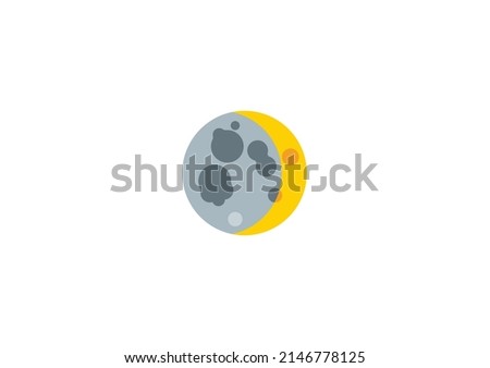 Waxing Crescent Moon Vector Isolated Emoticon. Moon Icon