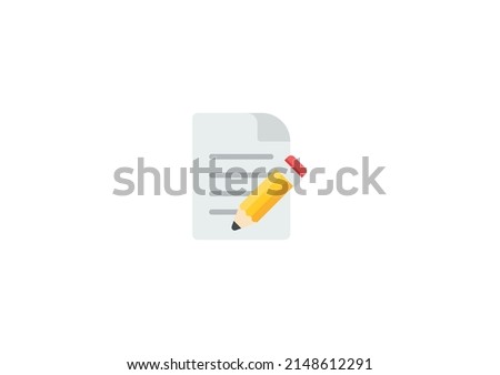 Paper with Pencil Vector Isolated Emoticon. Memo Icon