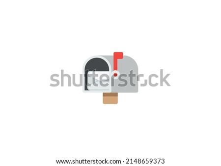 Open Mailbox with Raised Flag Vector Isolated Emoticon. Mailbox Icon