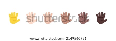 All Skin Tones Hand with Fingers Splayed Gesture Emoticon Set. Hand with Fingers Splayed Emoji Set