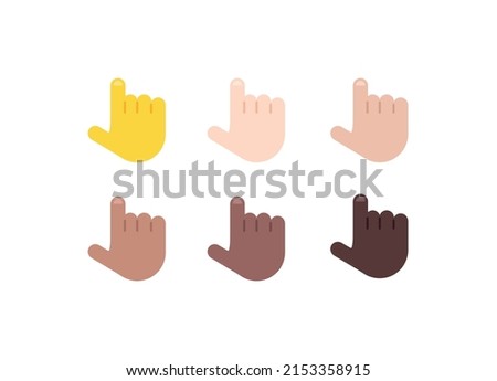 All Skin Tones Backhand Index Pointing Up Gesture Emoticon Set. Backhand Index Pointing Up Emoji Set