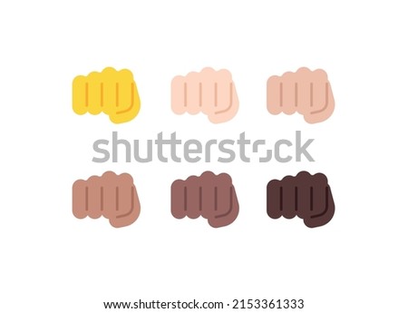 All Skin Tones Oncoming Fist Gesture Emoticon Set. Oncoming Fist Emoji Set