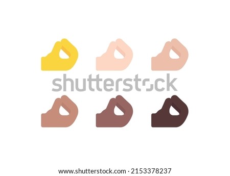 All Skin Tones Pinched Fingers Gesture Emoticon Set. Pinched Fingers Emoji Set Stockfoto © 