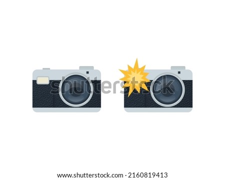 Photo camera Vector Emoji Set Illustrations. Photo camera Emoticons