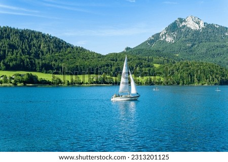 Similar – Image, Stock Photo sailboat on a lake (Geiseltalsee)