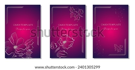 Background for a card, website, brand, golden flowers and plant branches on a bright burgundy scarlet dark background. Vector composition for design of greeting cards, invitations, banners, wall art, 