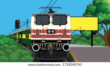 Illustration of Indian Train in station