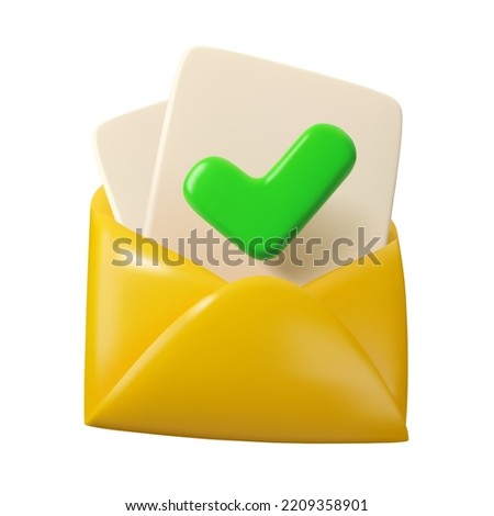 3d mail icon. Vector realistic new message envelope isolated on white background. E-mail newsletter concept