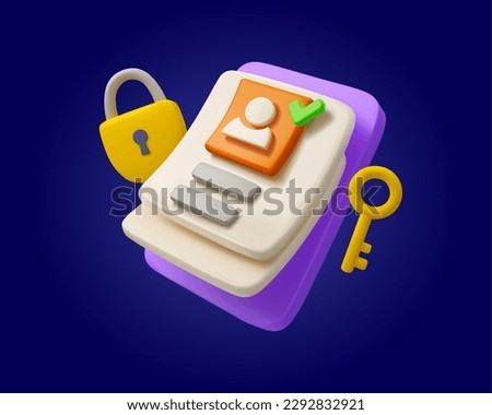 Vector 3d icon of registration or app login. User account security illustration on dark background