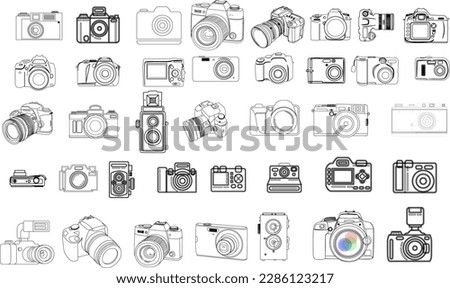 Camera Icon Set, Photography icon set, Camera Outline Vector icons of different angel