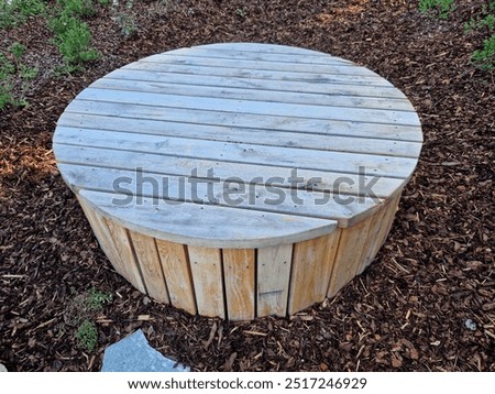 Similar – Image, Stock Photo Ventilation hatch on grey corrugated metal wall