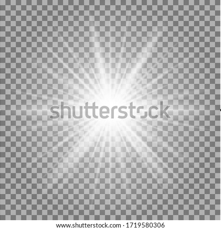 White glowing light burst explosion transparent. Vector illustration for cool effect decoration with ray sparkles. Bright star. Transparent shine gradient glitter, bright flare. Glare texture. Foto stock © 