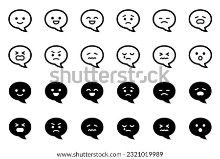 Vector icon set of speech bubbles with a face