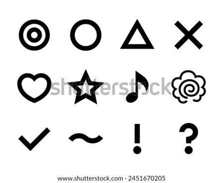 Vector icon set of symbols such as ○, ×, △, etc.