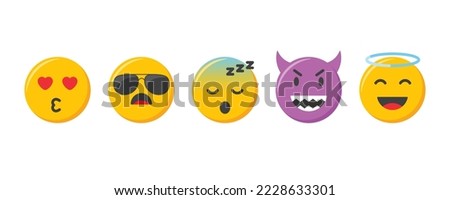 Emoji icons set. Emoticons collection vector illustration.