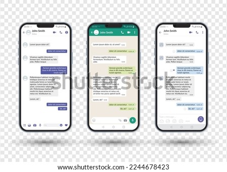 Messenger UI template, Social communication app mockup, chat application concept, vector illustration.