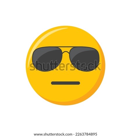 Emoji icon. Cool face emoticon, vector illustration.