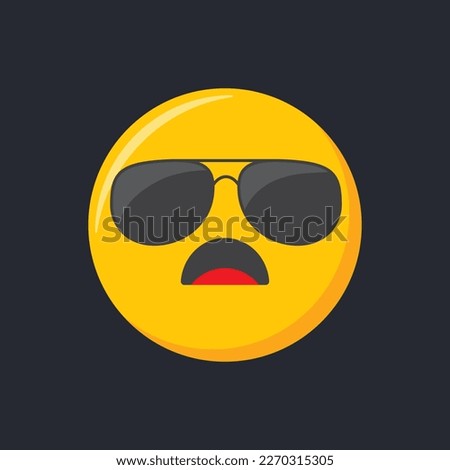 Emoji icon. Cool face emoticon, vector illustration