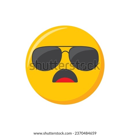 Emoji icon. Cool face emoticon, vector illustration.