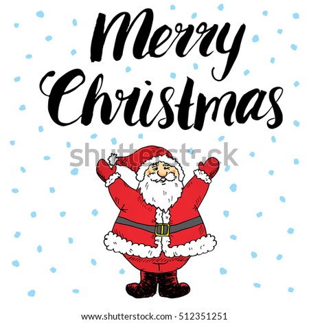 Merry Christmas Lettering. Hand Drawn Illustration - 512351251 : Shutterstock