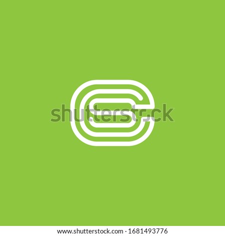 Abstract vector graphic illustration of three letters C, C and S in the form of a smooth endless line