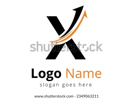 Initial X monogram alphabet symbol design incorporated with the arrow. Financial Logo Template With Marketing Growth Arrow Logo for accounting business and company identity