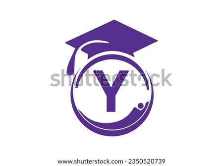 Letter Y Education Logo Initial Graduation Cap Concept. Graduation logo with letter vector Template