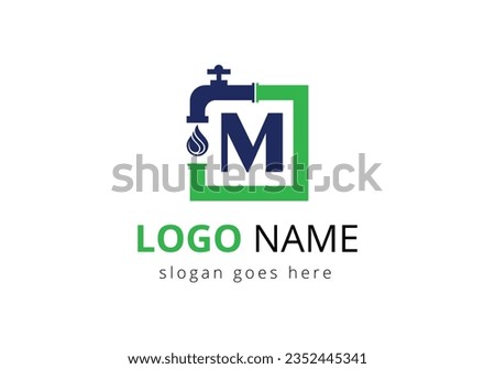 Letter M Plumber Logo Design.
Plumber and Water drop Logo design template