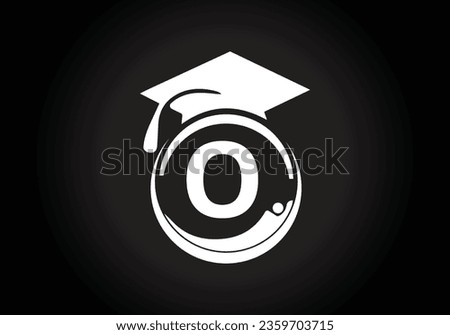 Initial alphabet O with the Graduation ceremony. Congratulations graduates design for stamps, logos, cards, and invitations template