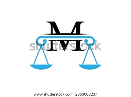 Letter M Law Firm Logo Design Vector Template. Lawyer Service, Law Office, Scale, Logo Template. business, and company identity